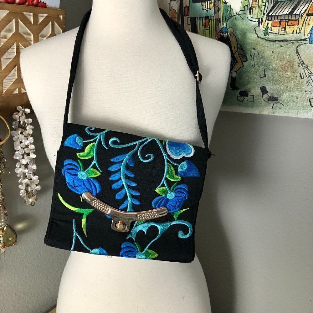 Custom Heavily Embroidered Clutch Crossbody Bag